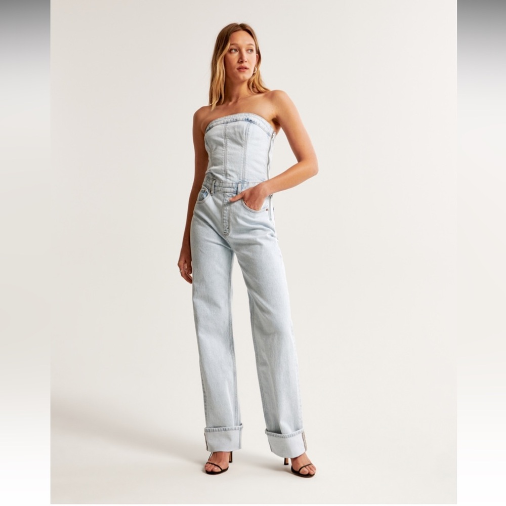 Abercrombie Strapless Denim Jumpsuit